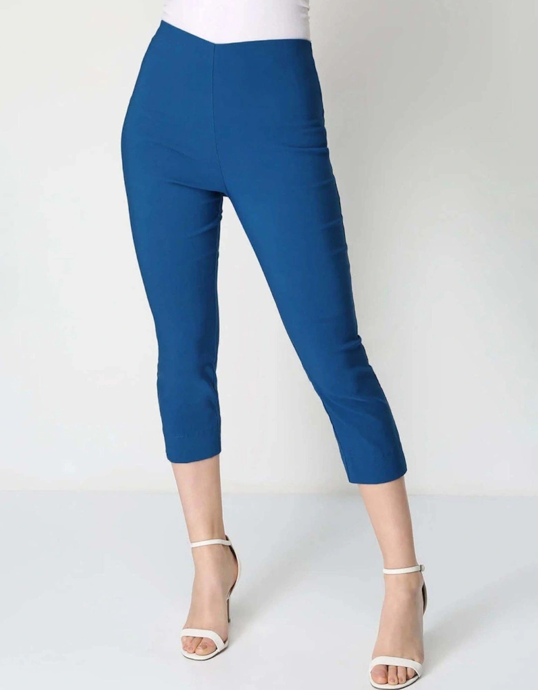 Cropped Stretch Trouser - Petrol Blue