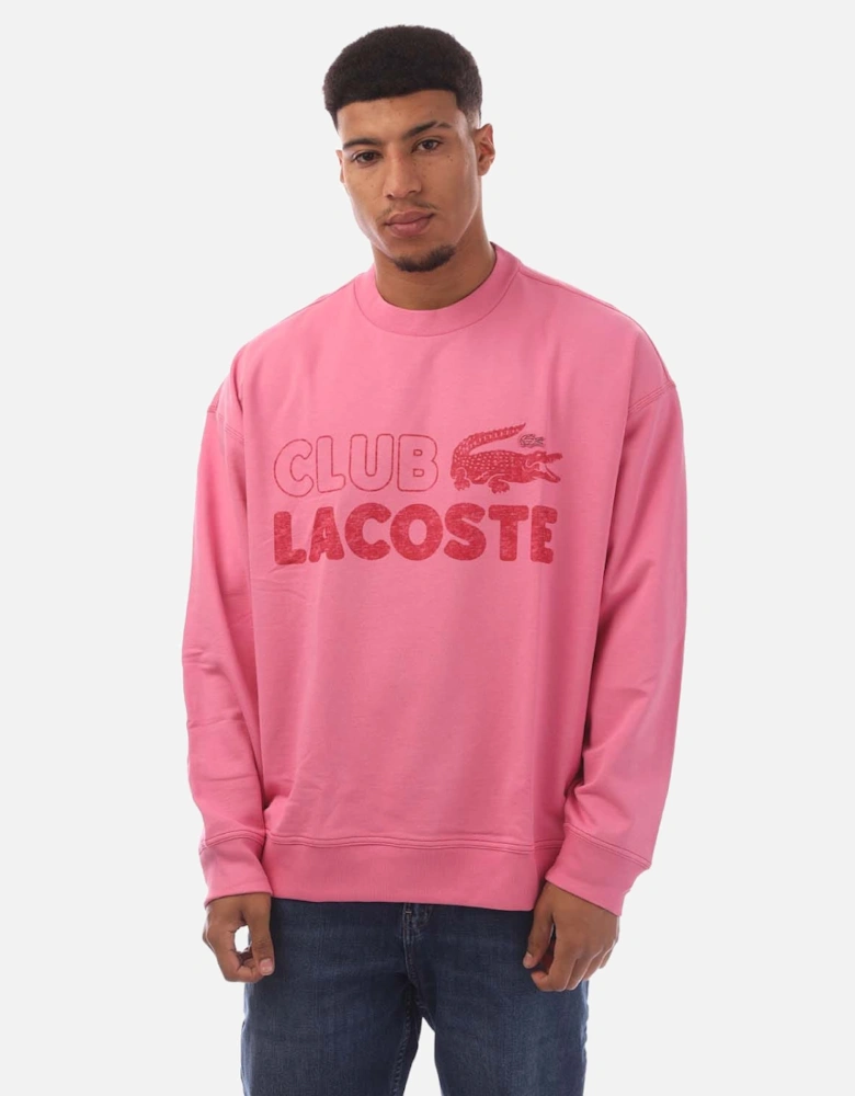 Round Neck Loose Fit Vintage Print Sweatshirt