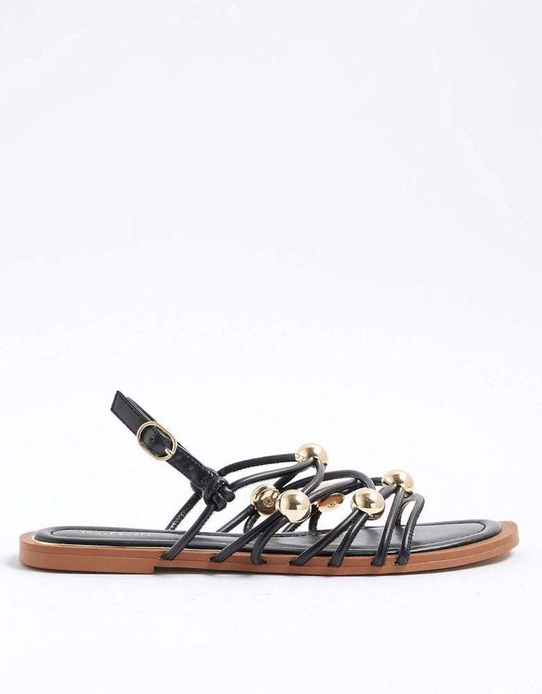 Beaded Metal Sandal - Black