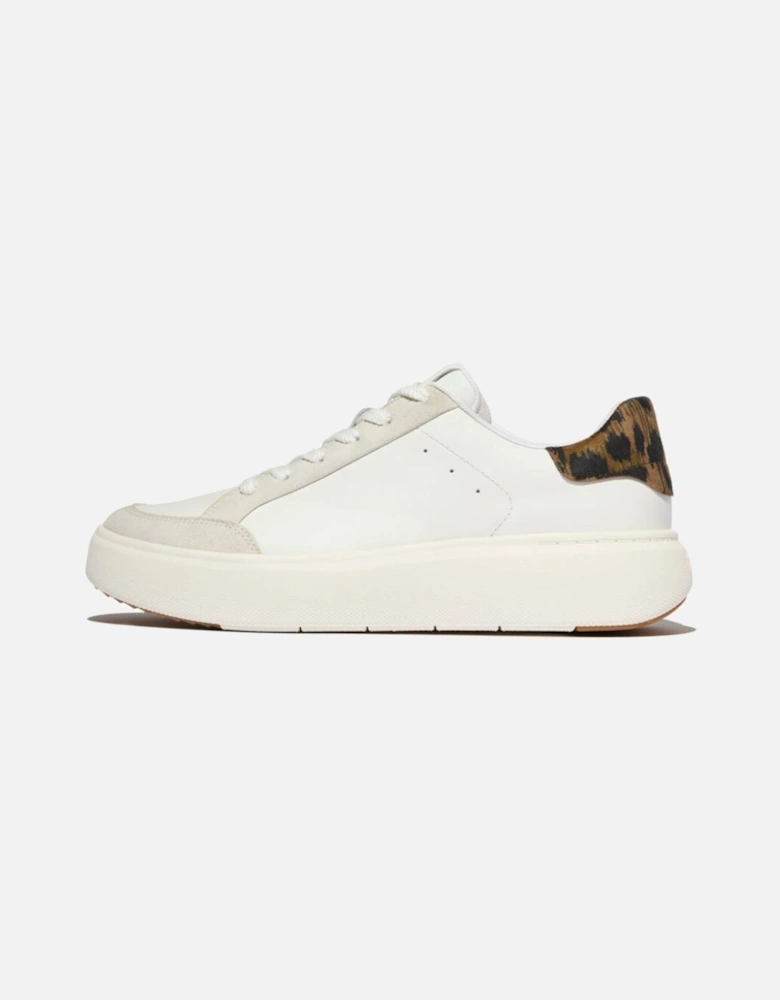 Women's RTG Leopard-Back Tab Leather/Suede Sneakers Urban White/Chocolate Mix