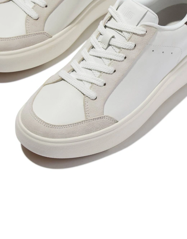 Women's RTG Leopard-Back Tab Leather/Suede Sneakers Urban White/Chocolate Mix