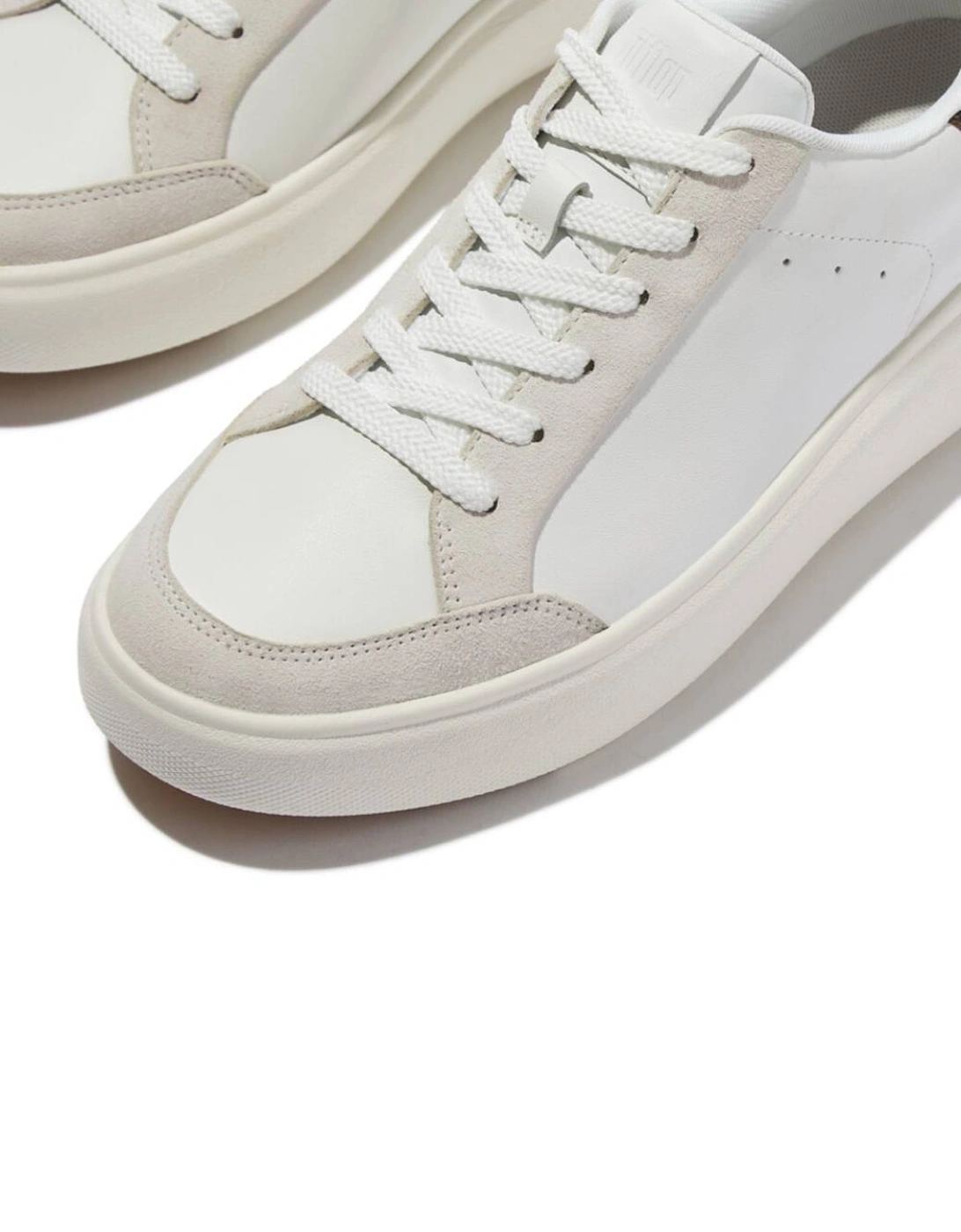 Women's RTG Leopard-Back Tab Leather/Suede Sneakers Urban White/Chocolate Mix
