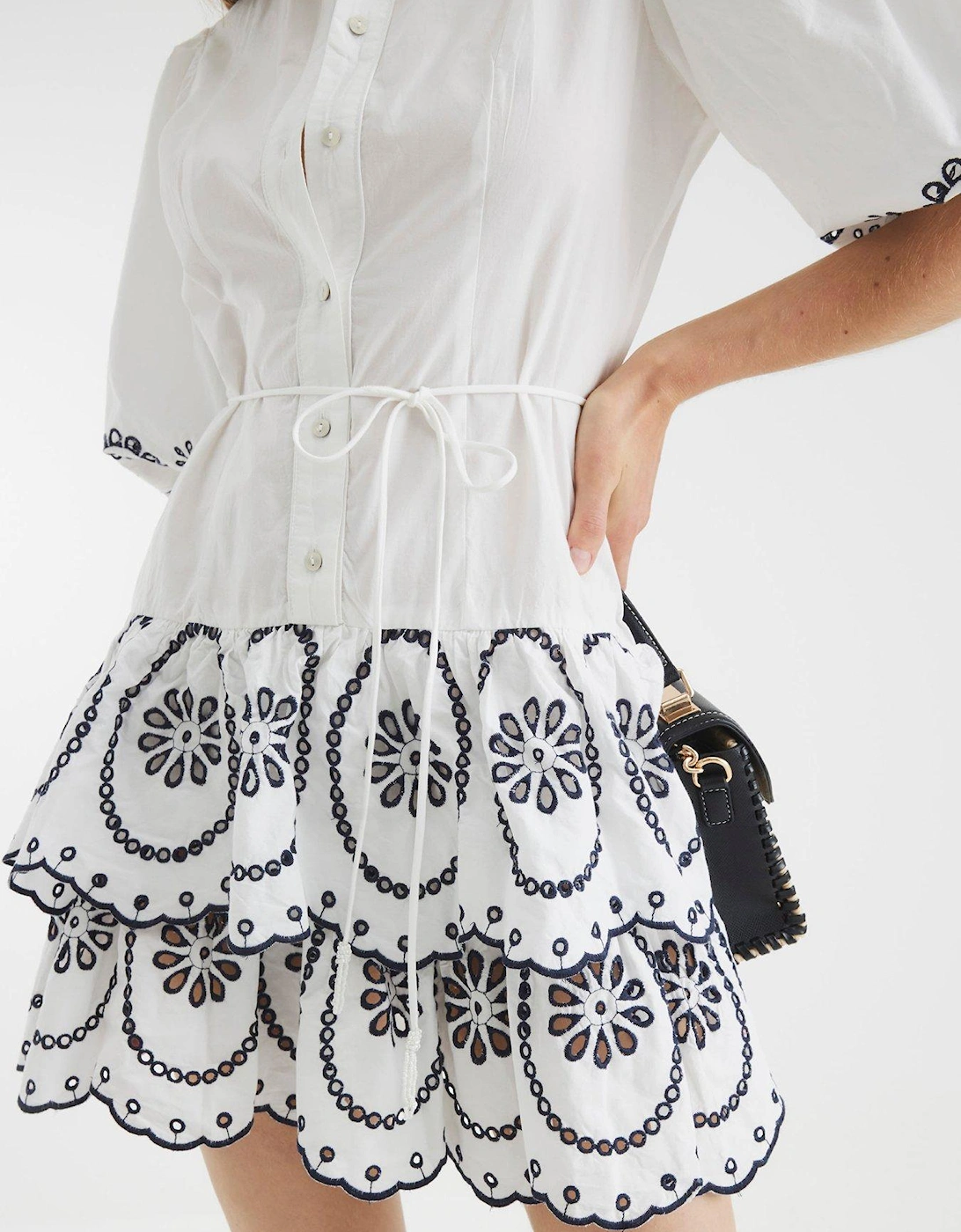 Broderie Shirt Dress - White, 2 of 1