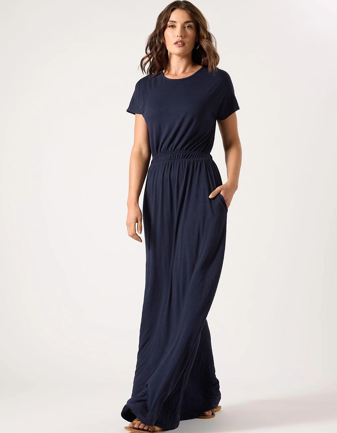 Shirred Waist Maxi Dress - Blue, 2 of 1