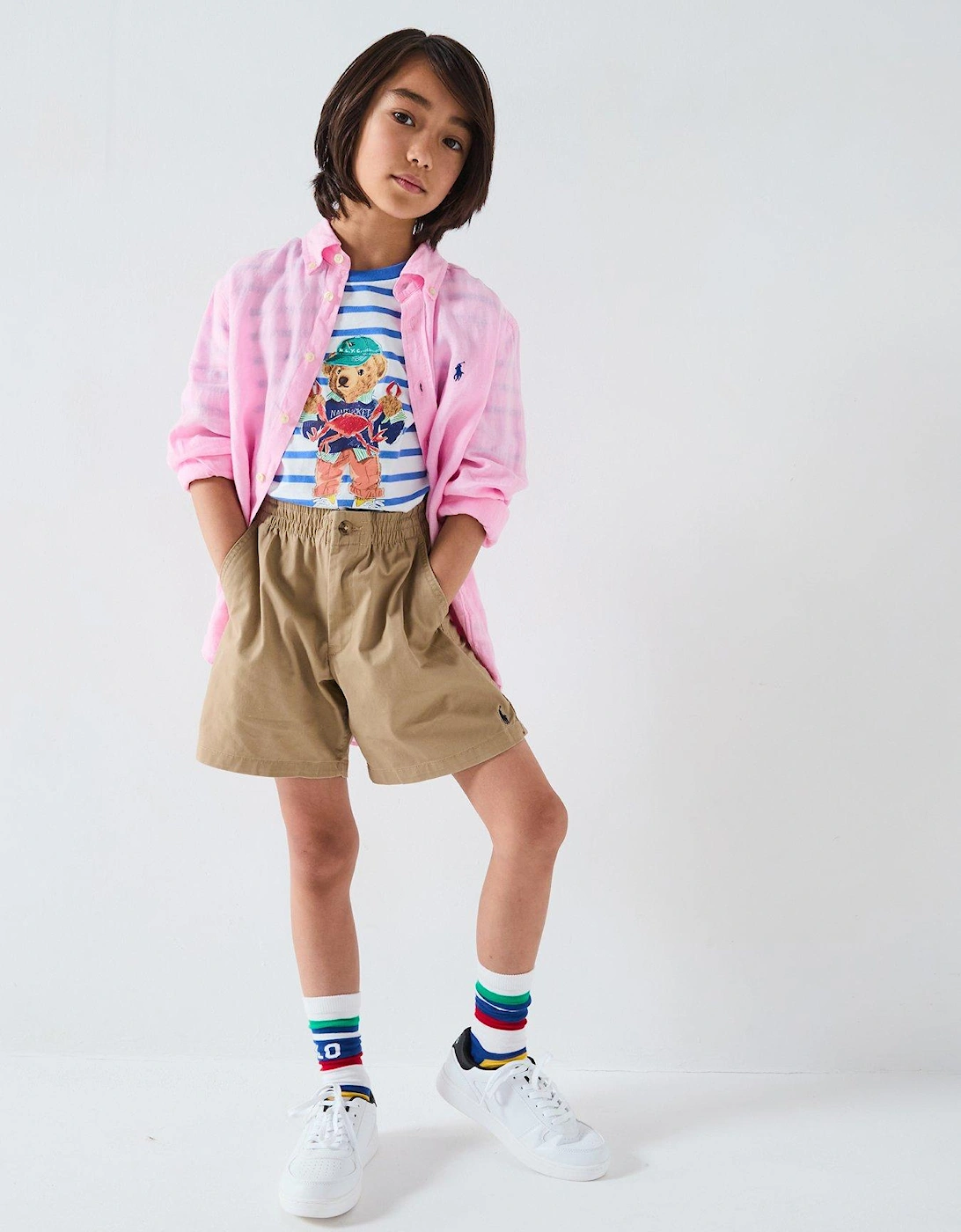 Boys Long Sleeve Linen Shirt - Pink