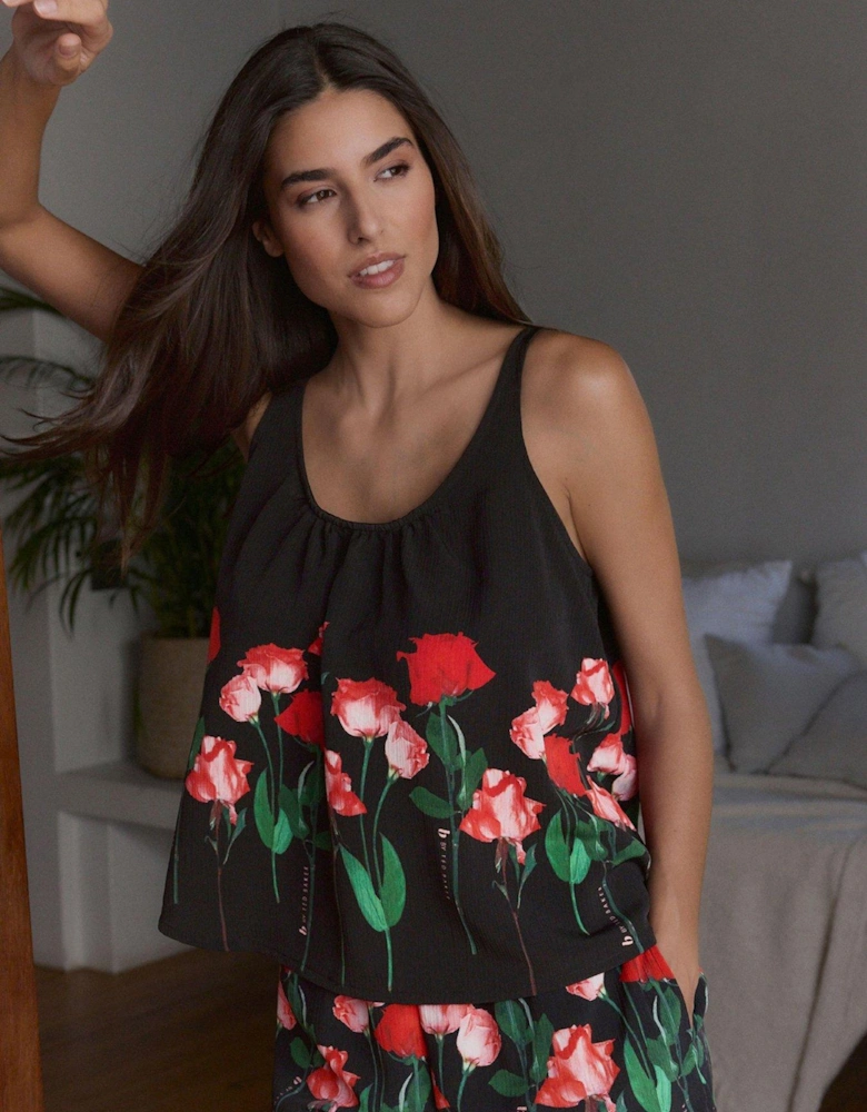 May Roses Vest Set - Black