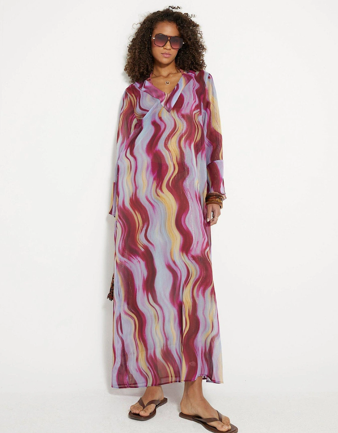 Printed Maxi Tunic Dress - Brown, 2 of 1