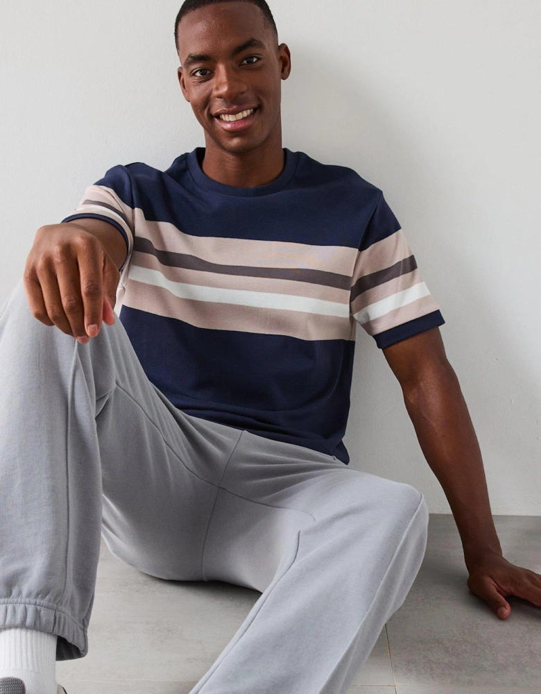 Interlock Chest Block T-Shirt - Navy