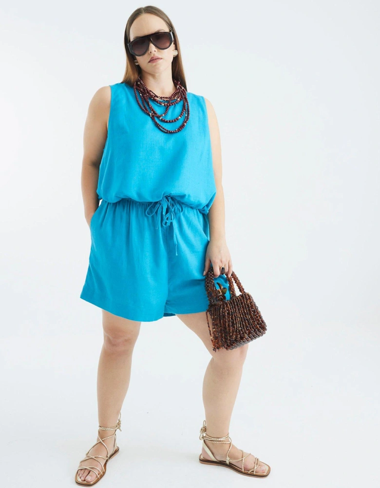 Linen Shorts - Blue