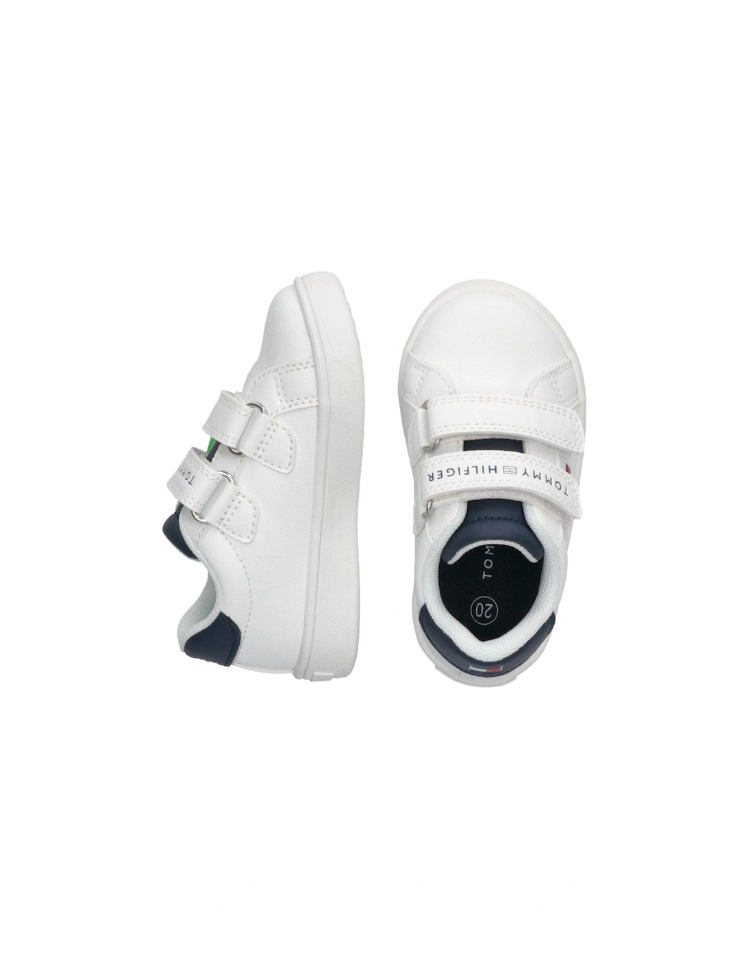 Kids Logan Flag Low Cut Lace-Up/Velcro Trainers - White