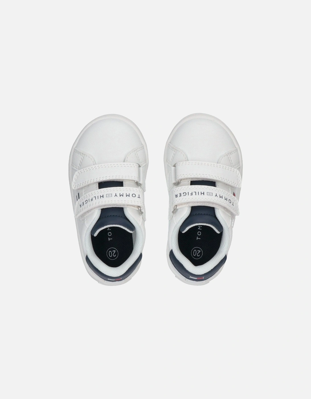 Kids Logan Flag Low Cut Lace-Up/Velcro Trainers - White