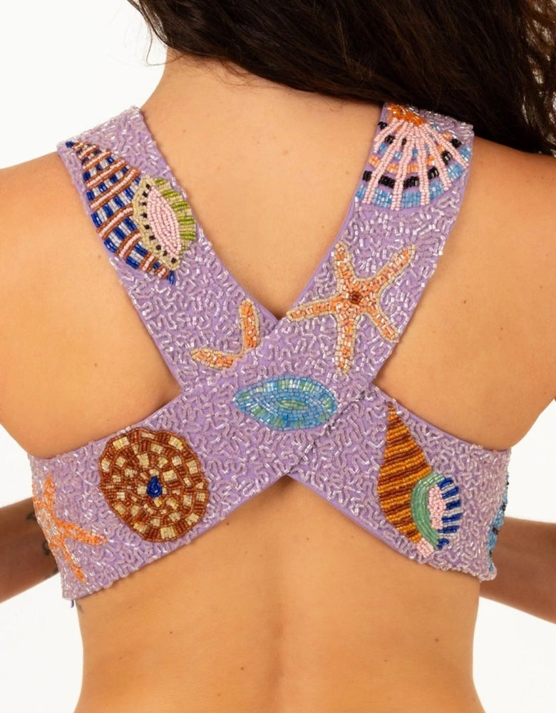 Seahorse Co ord Criss Cross Top - Purple