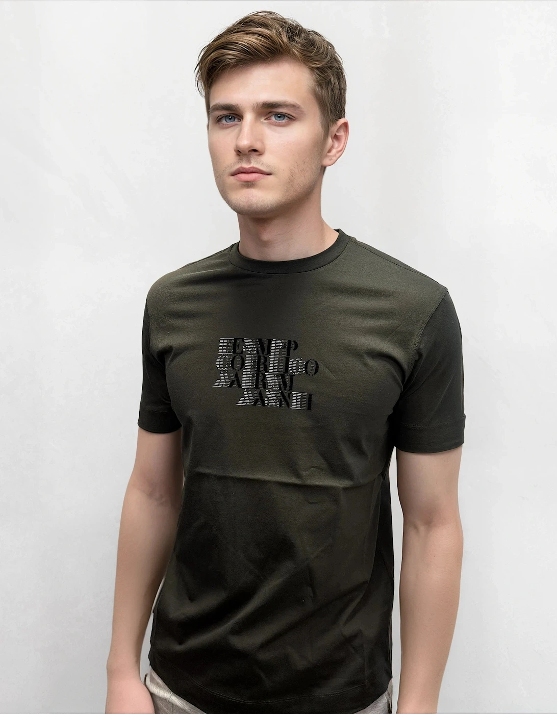 Velvet Writing Logo Mercerised T-Shirt Khaki Green