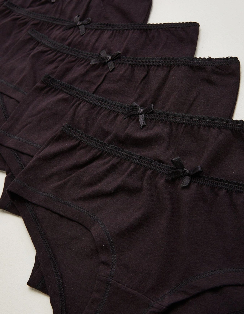 Girls 7 Pack Plain School Hipster Briefs - Black