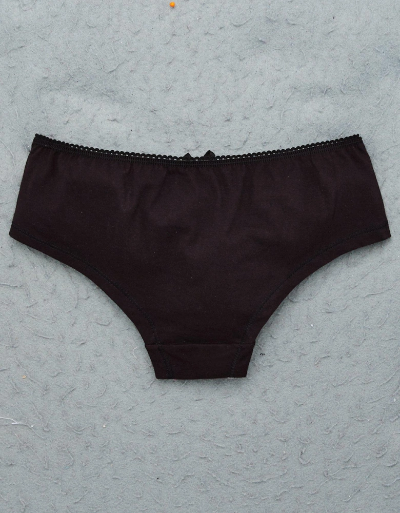Girls 7 Pack Plain School Hipster Briefs - Black