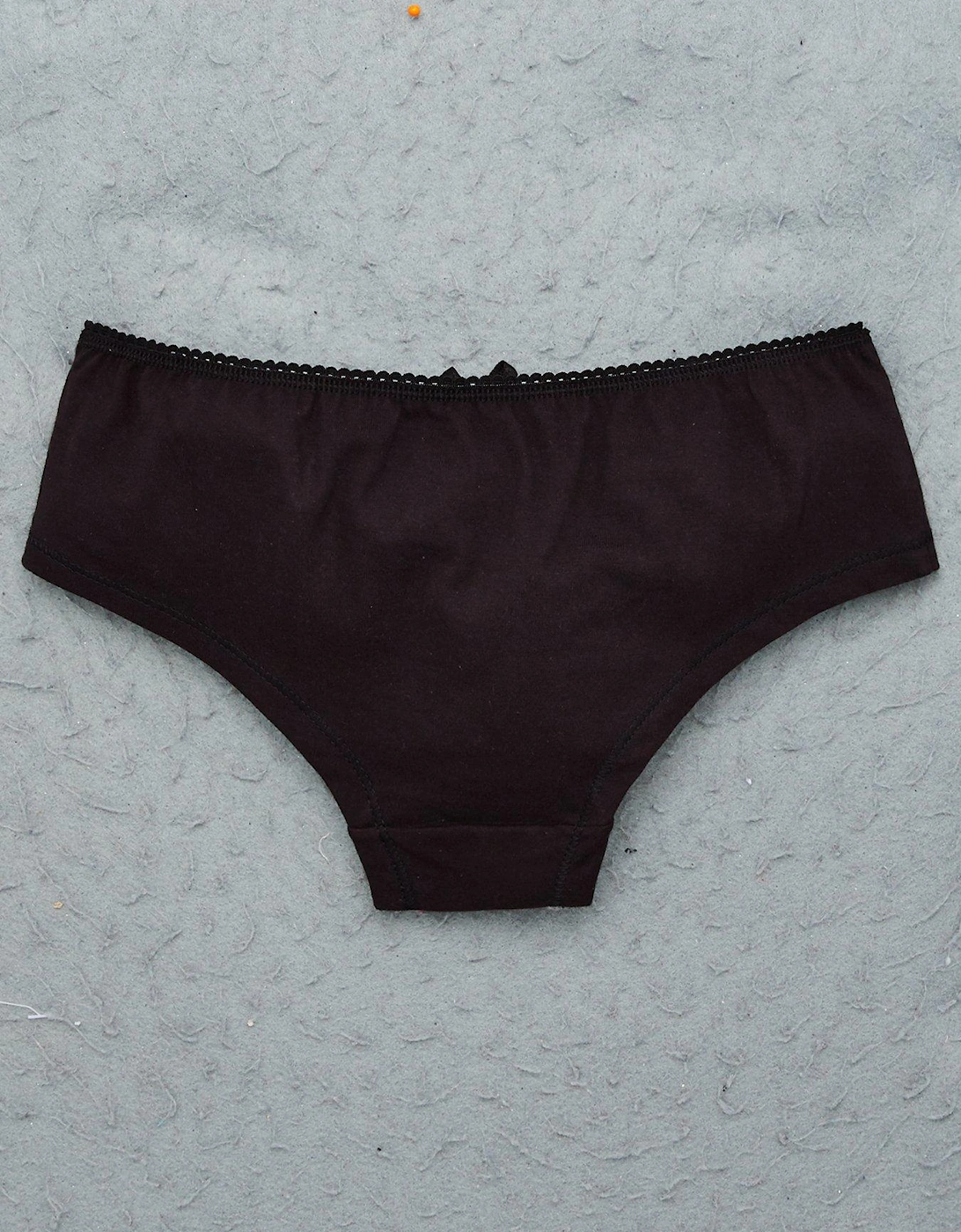Girls 7 Pack Plain School Hipster Briefs - Black