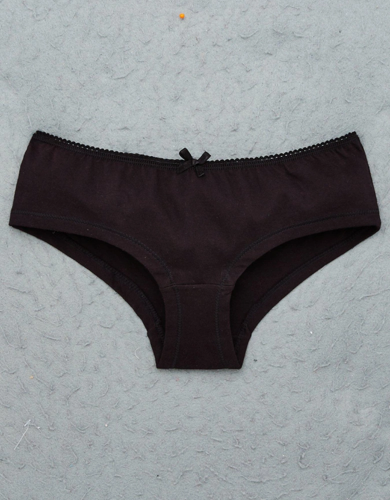 Girls 7 Pack Plain School Hipster Briefs - Black