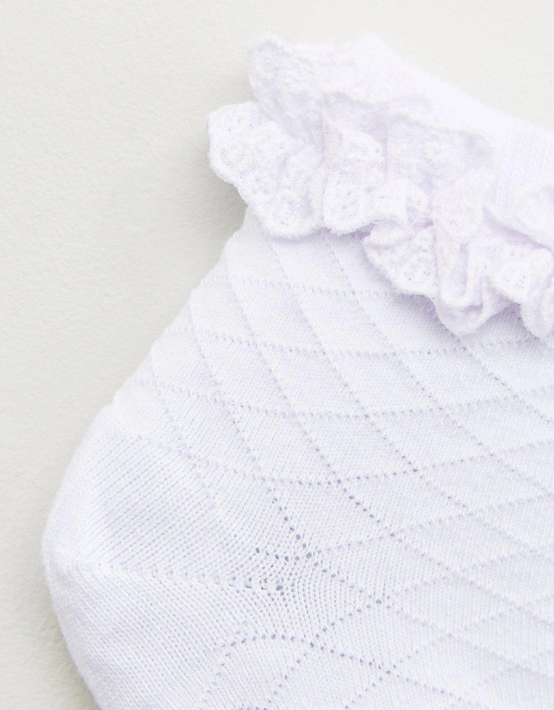 Girls 5 Pack Diamond Stitch Ruffle Frill School Ankle Socks - White