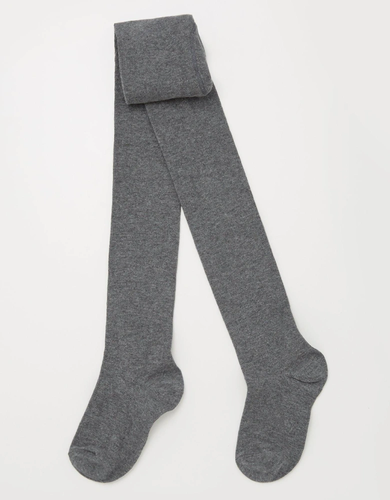 3 Pack Girls Flat Knit Tights - Grey