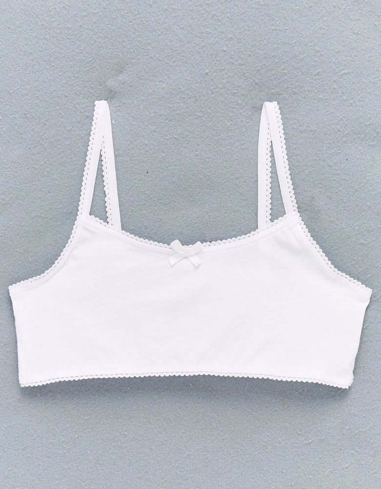 Girls 5 Pack Plain School Crop Tops - White