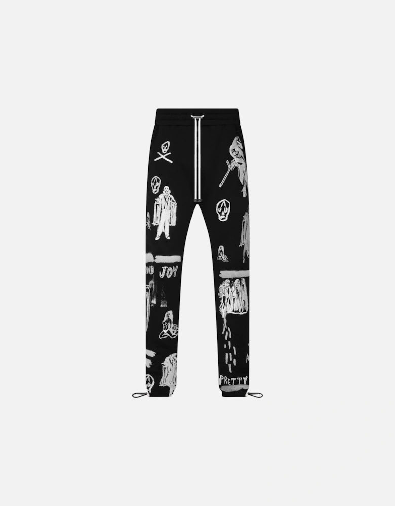 X WES LANG EMBROIDERED SWEATPANTS BLACK