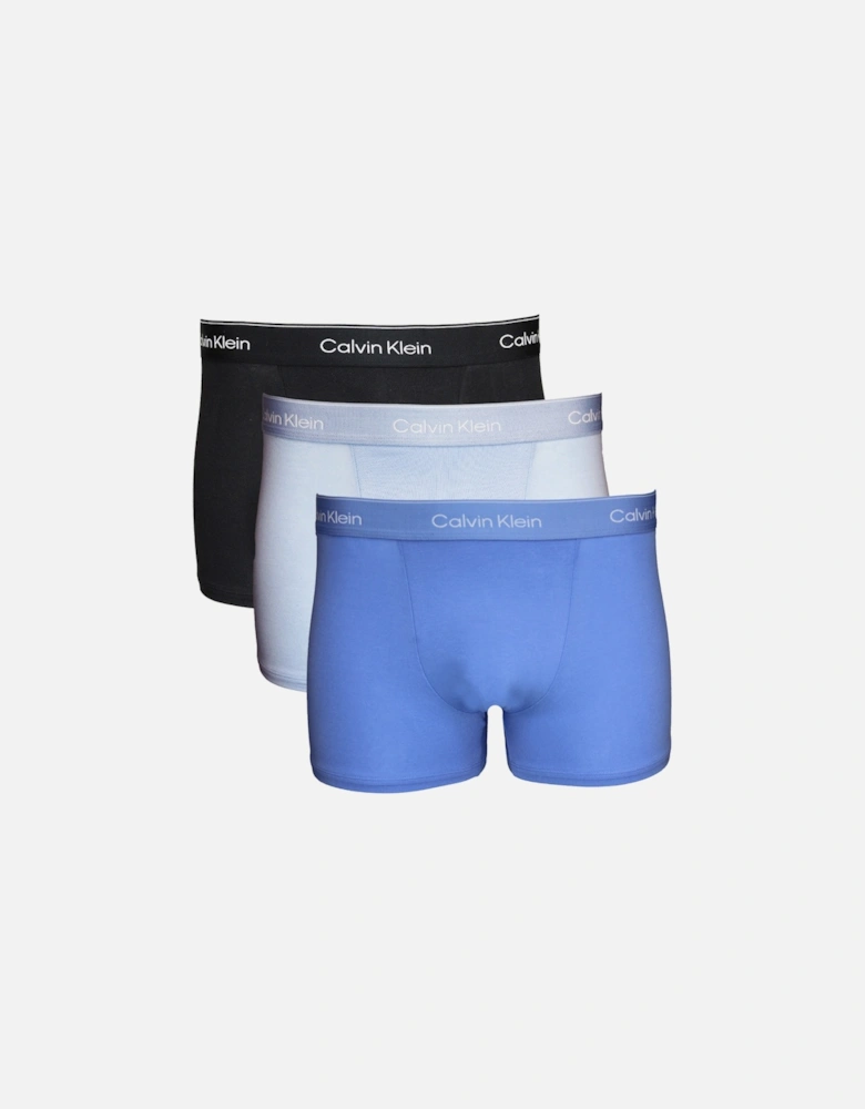 3-Pack Icon Cotton Stretch Relaxed Fit Boxer Trunks, Black/Glacier/Blue Bell