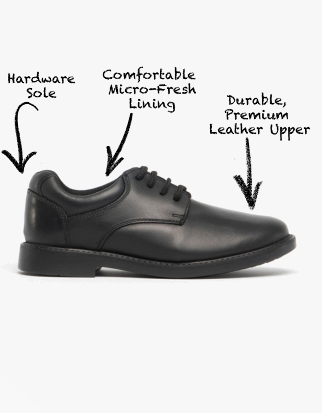 TIM Boys Leather School Shoes Black, 7 of 6