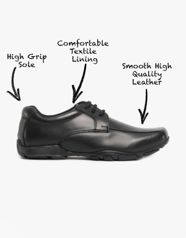 VINCENTE Boys Leather Derby School Shoes Black