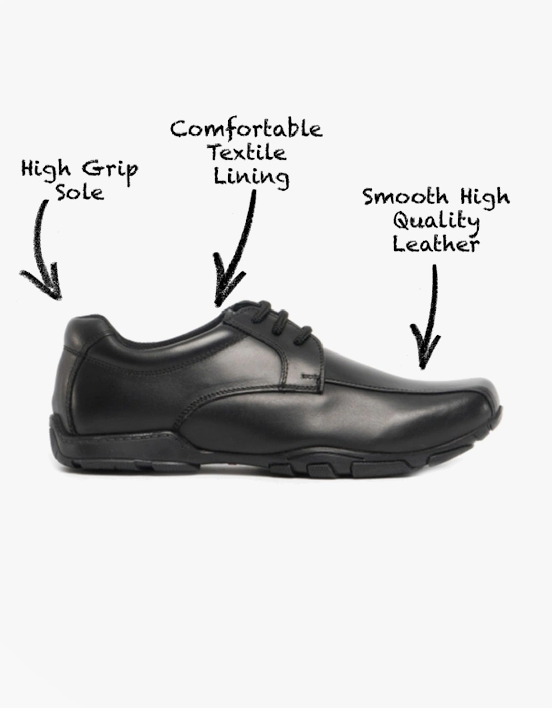 Hush Puppies Boy's Hush Puppies VINCENTE Boys Leather Derby School Shoes Black
