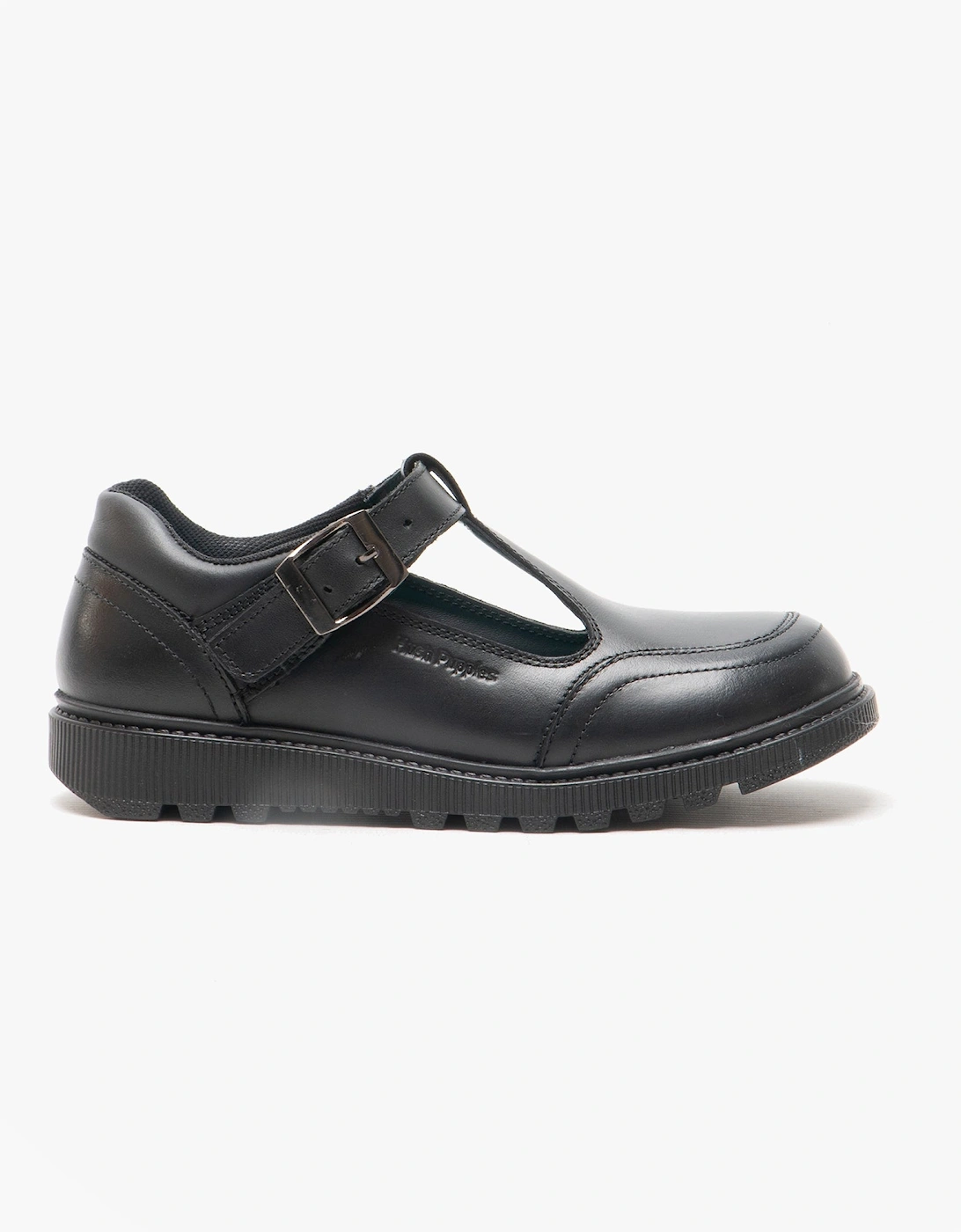 KERRY Girls Leather T-Bar School Shoes Black