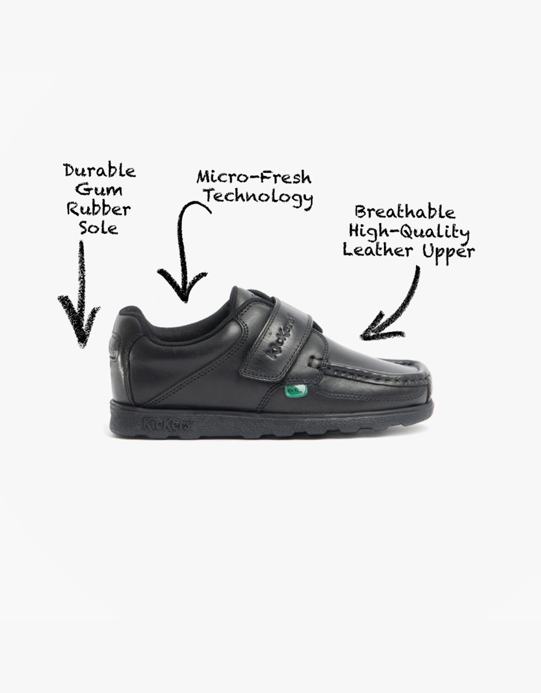 Kickers Boy's Kickers 114862 FRAGMA STRAP Boys School Shoes Black