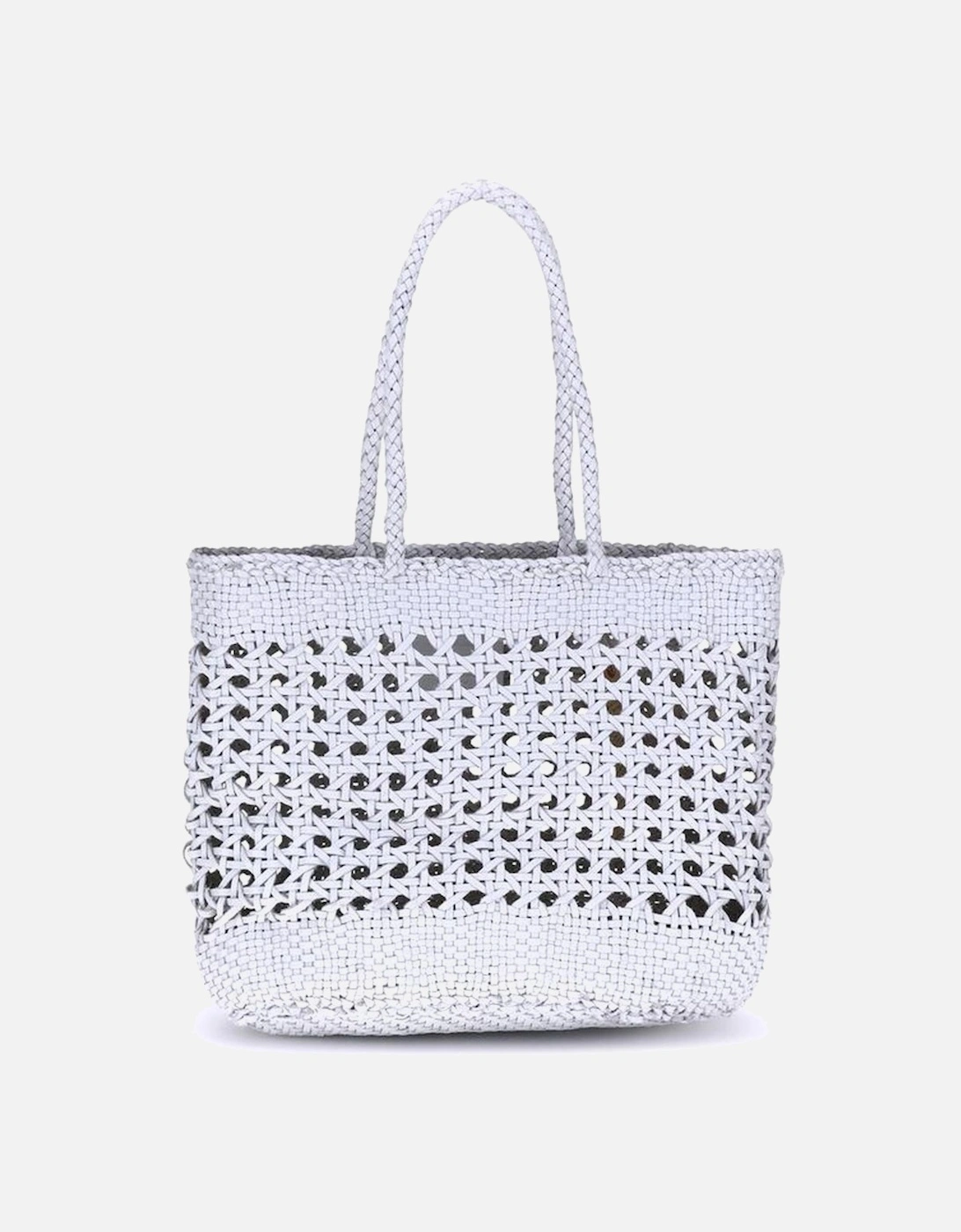 Handcrafted Perforated Weave Leather Tote Bag Women - White, 5 of 4