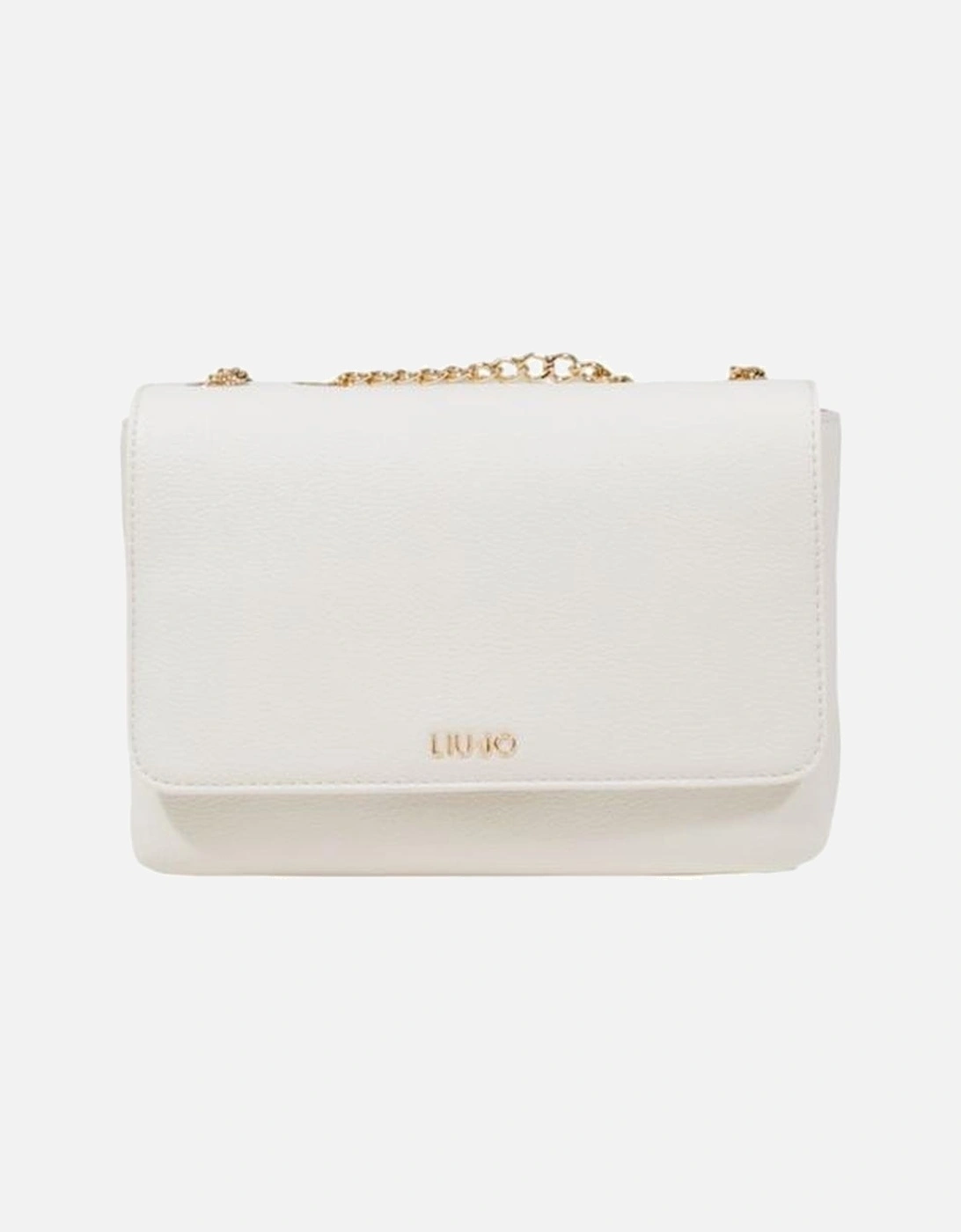 Eco-Leather Crossbody Bag with Gold-Tone Chain Strap Women - Cream