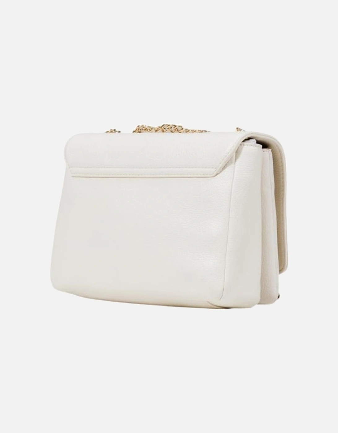 Eco-Leather Crossbody Bag with Gold-Tone Chain Strap Women - Cream