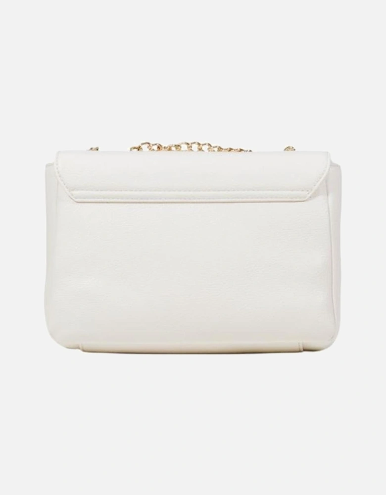 Eco-Leather Crossbody Bag with Gold-Tone Chain Strap Women - Cream