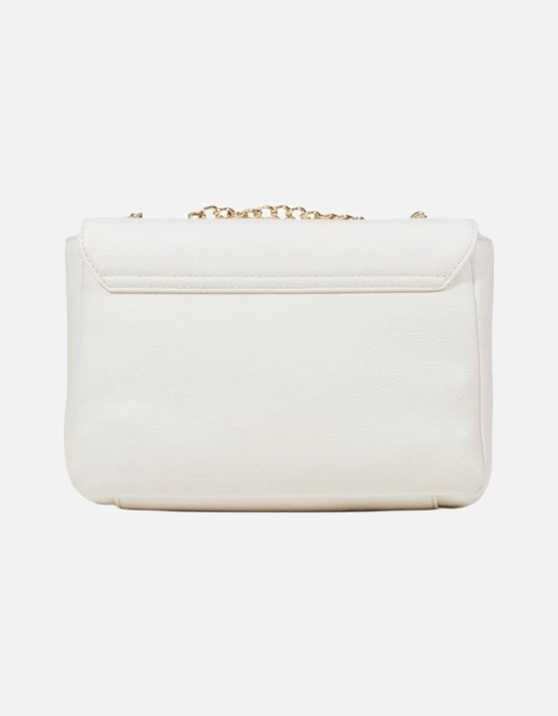 Eco-Leather Crossbody Bag with Gold-Tone Chain Strap Women - Cream