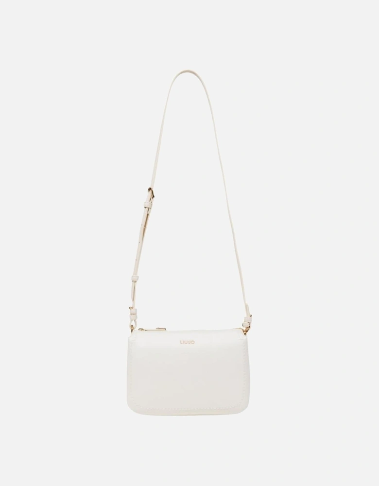 Elegant Faux Leather Crossbody Bag with Gold Accents Women - Cream