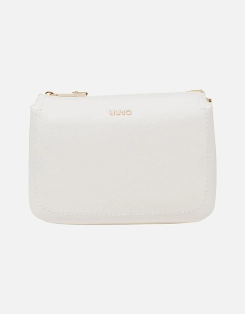 Elegant Faux Leather Crossbody Bag with Gold Accents Women - Cream