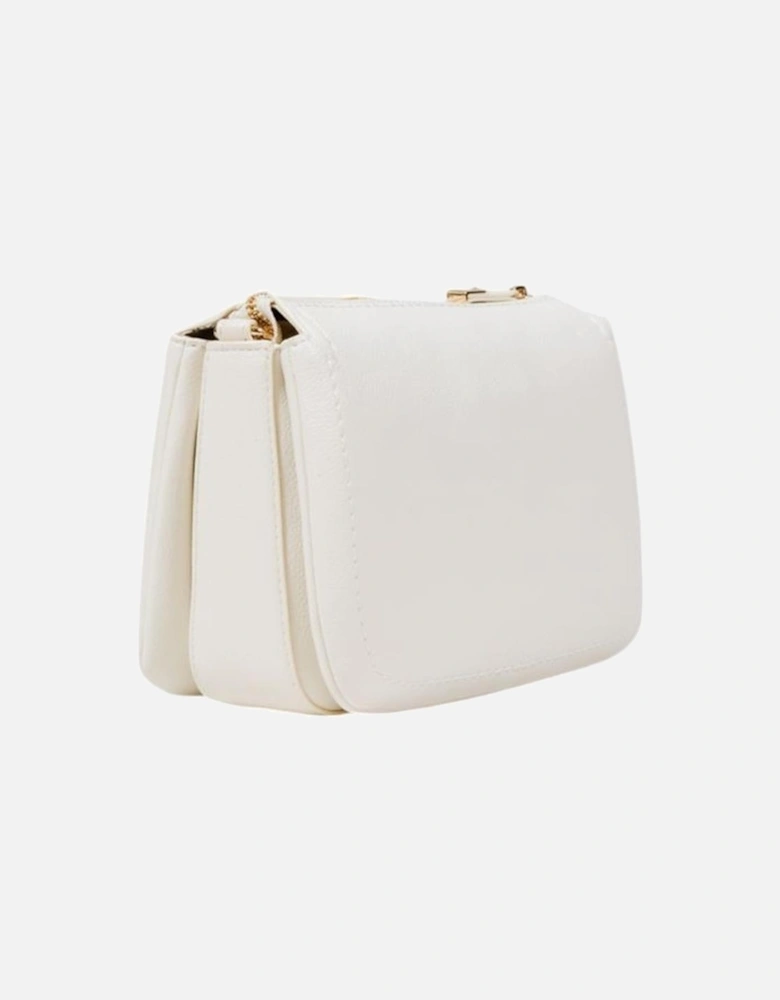 Elegant Faux Leather Crossbody Bag with Gold Accents Women - Cream