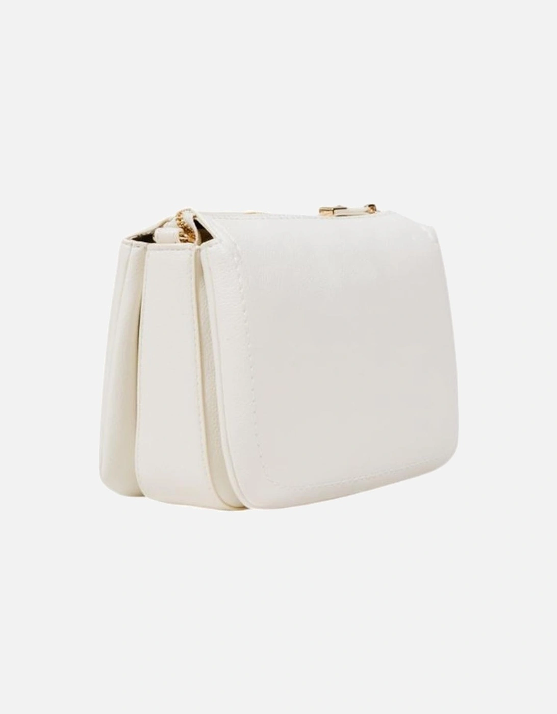 Elegant Faux Leather Crossbody Bag with Gold Accents Women - Cream