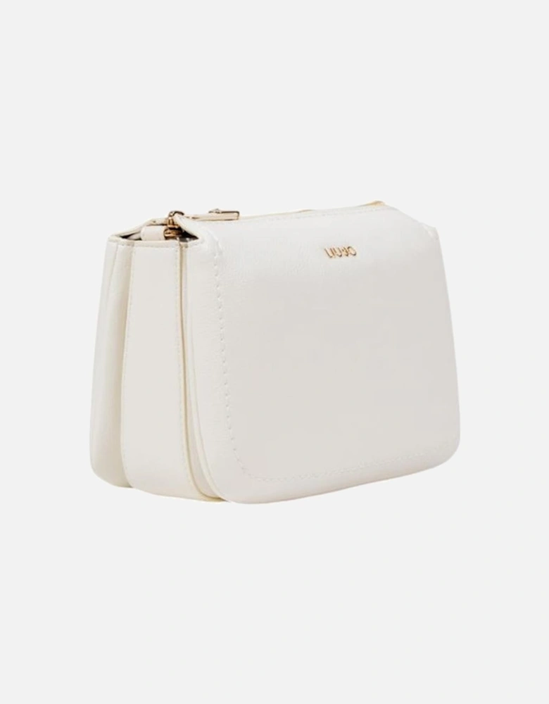 Elegant Faux Leather Crossbody Bag with Gold Accents Women - Cream