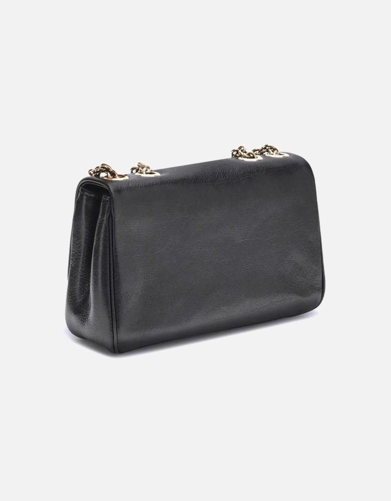 Heritage Grained Leather Shoulder Bag Women - Black