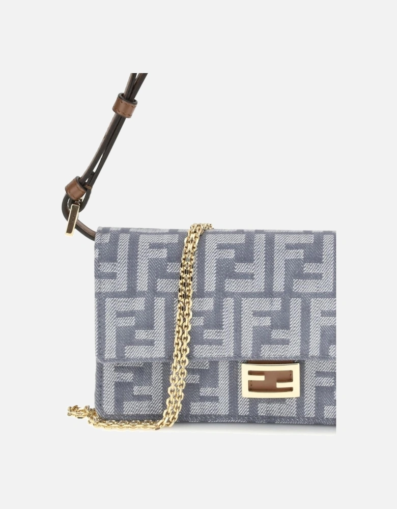 Cotton Wallet with Removable Straps and FF Embroidery Women - Blue