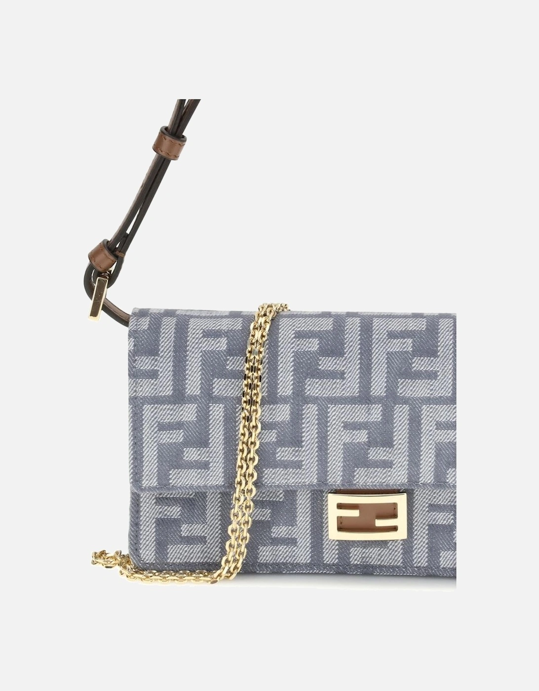 Cotton Wallet with Removable Straps and FF Embroidery Women - Blue