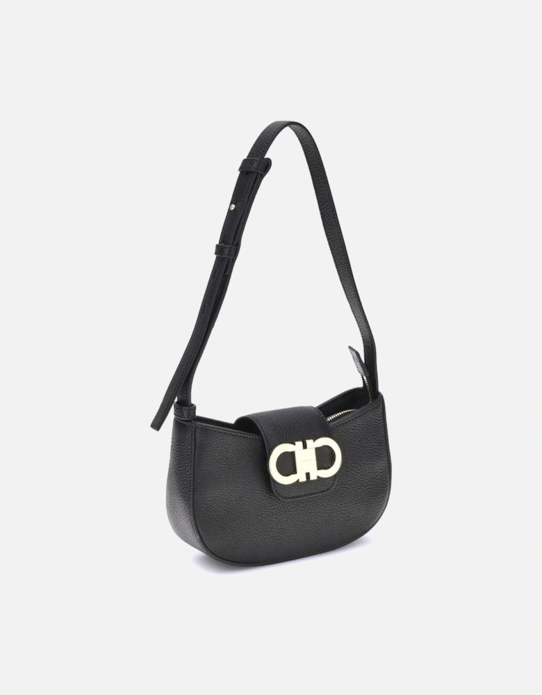 Gancini Ornament Leather Shoulder Bag Women - Black