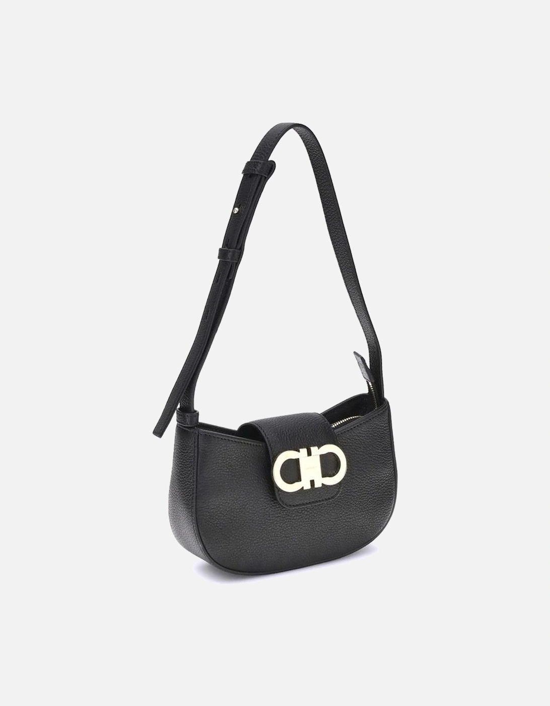 Gancini Ornament Leather Shoulder Bag Women - Black