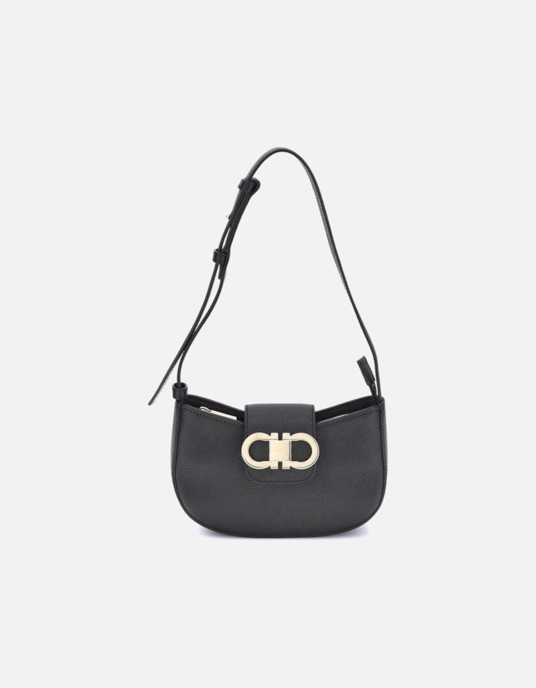 Gancini Ornament Leather Shoulder Bag Women - Black