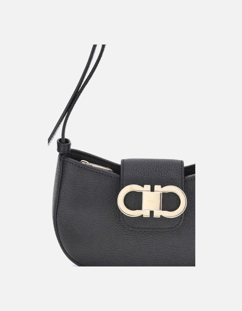 Gancini Ornament Leather Shoulder Bag Women - Black