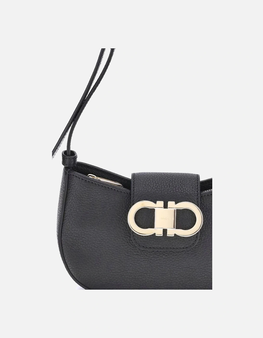 Gancini Ornament Leather Shoulder Bag Women - Black