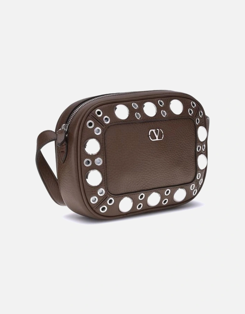 Studded Leather Crossbody Bag Women - Brown Shoulder Bags